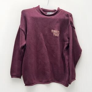 VTG Whalerknits Virginia Tech Sweater Burgundy Cotton Roll Neck Pullover USA L